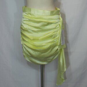 NWT Ciao Sea Draped Silk Skirt  mini yellow side zapper  size Large (European)